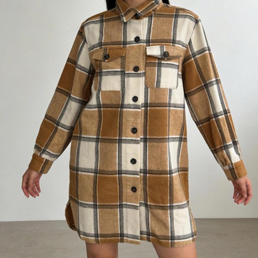 Women Flannel Shirt Medium Long
